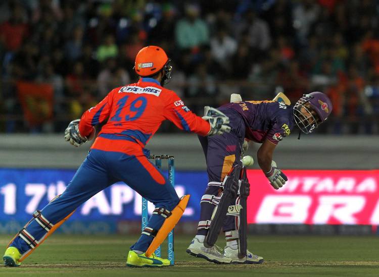 Ajinkya Rahane of Rising Pune Supergiants gets dismissed  in Tamil