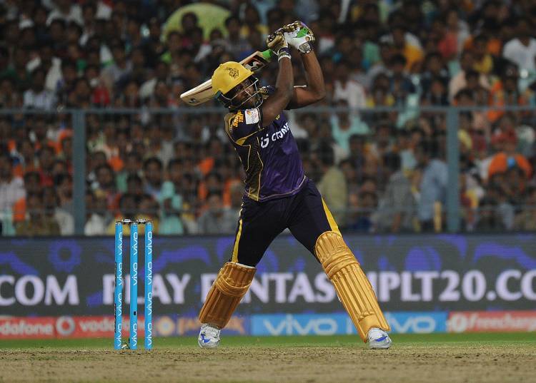  Kolkata Knight Riders player Andre Russell in action  in Tamil