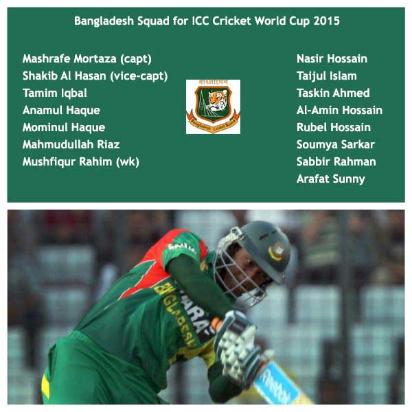 Bangladesh team for ICC Cricket World Cup 2015  in Tamil