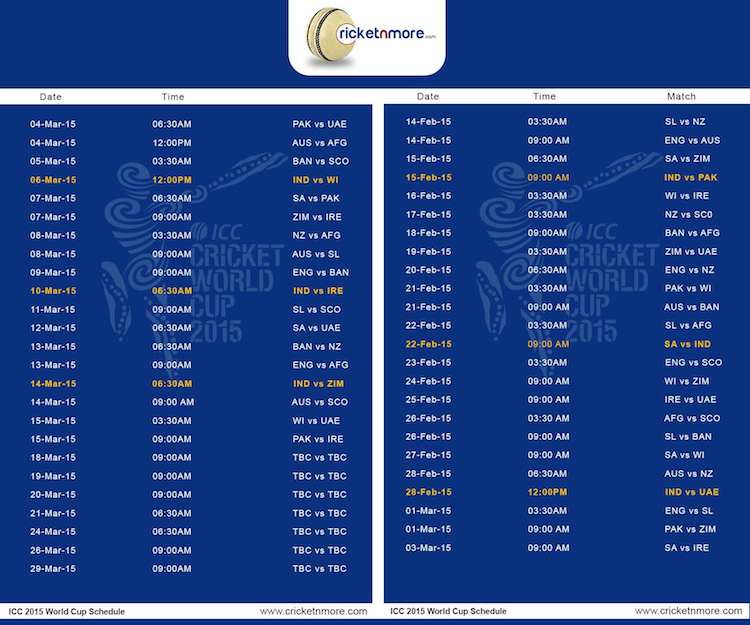 CWC15 Schedule in Tamil