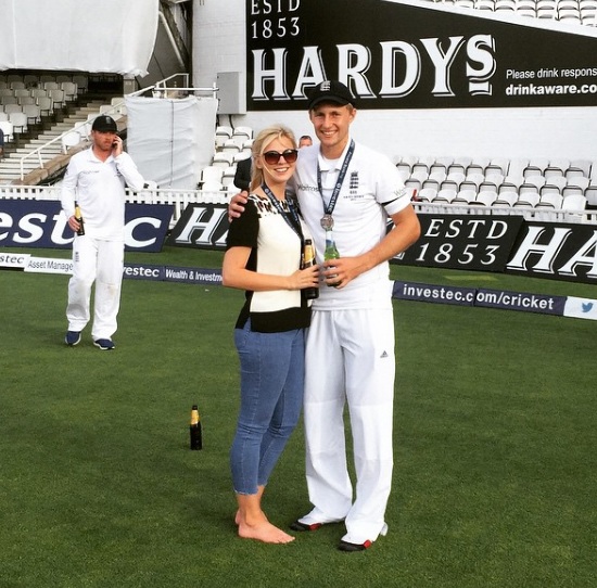Carrie Cotterell with Joe Root during a Match Image