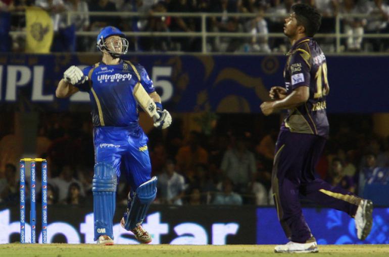 Shane Watson celebrates his century