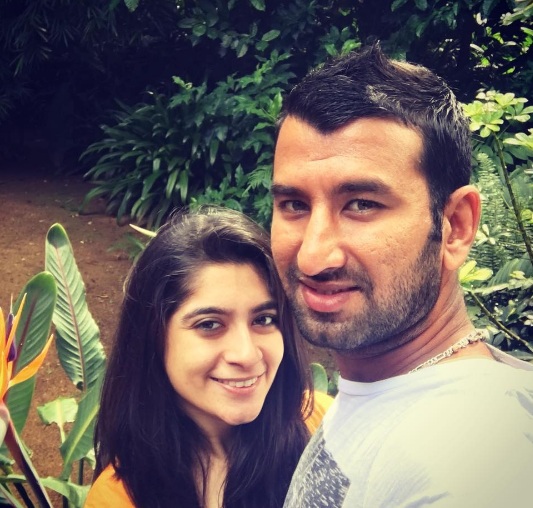 Cheteshwar Pujar and his beautiful wife Puja Pabari Image