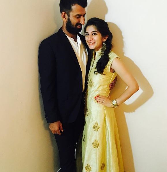 Cheteshwar Pujar with his gorgeous wife Puja Pabari Image