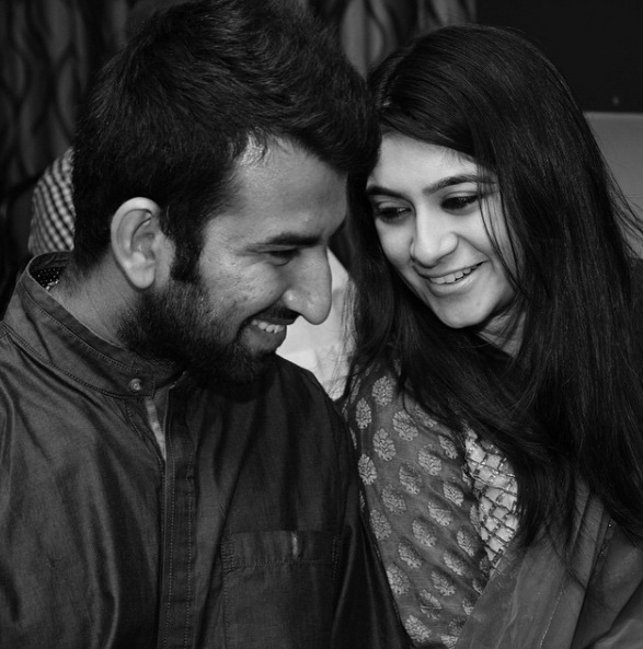 Cheteshwar Pujar with his hot wife Puja Pabari in a Romantic mood Image