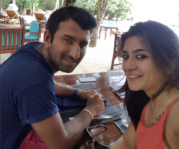 Cricketer Cheteshwar Pujar with his gorgeous wife Puja Pabari Image