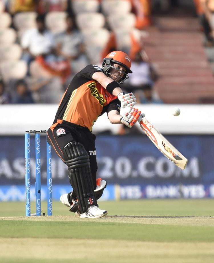 Sunrisers Hyderabad captain David Warner in action  in Tamil