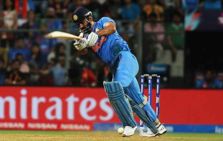 Dhoni against WI in Wt20 semi-final in Tamil