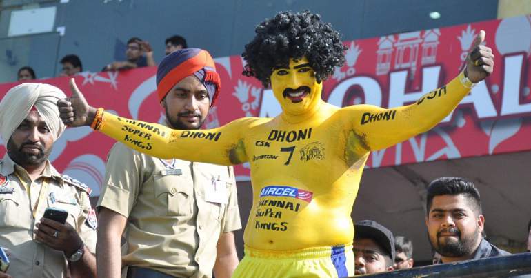 Fans cheer during Punjab and Chennai match