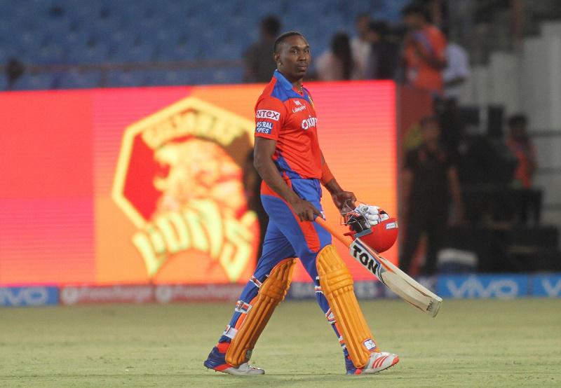 Hd Image for Cricket Dwayne Bravo of Gujarat Lions after winning the match against Royal Challengers