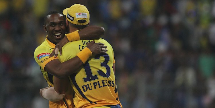 Dwayne Bravo and Faf du Plessis in Tamil