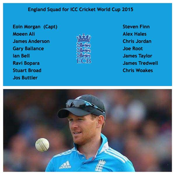 England Team for ICC Cricket World Cup 2015 in Tamil