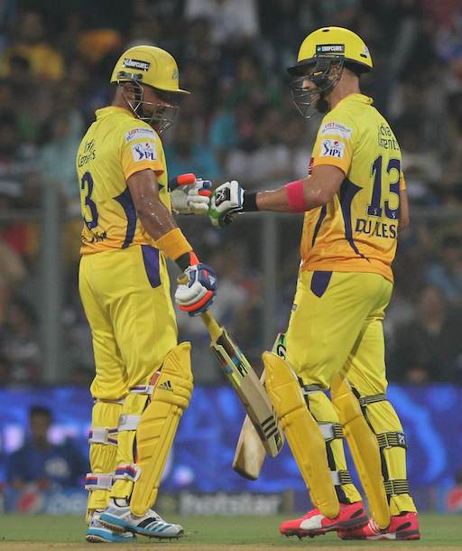 Faf du Plessis and Suresh Raina in Tamil