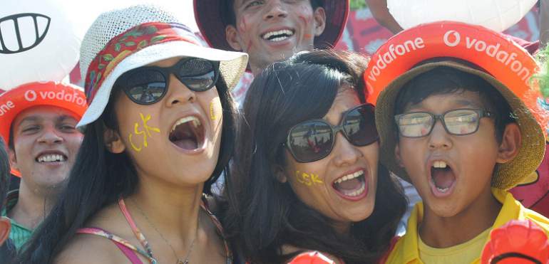 Fans cheer during Punjab and Chennai match