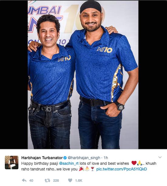 Harbhajan wish Tendulkar on birthday Image