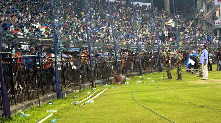 Match interrupted by spectators