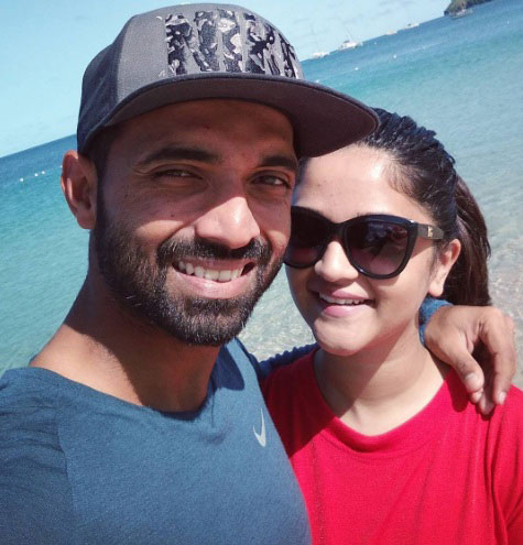 Indian Cricketer Ajinkya Rahane and his wife Radhika Rahane Image