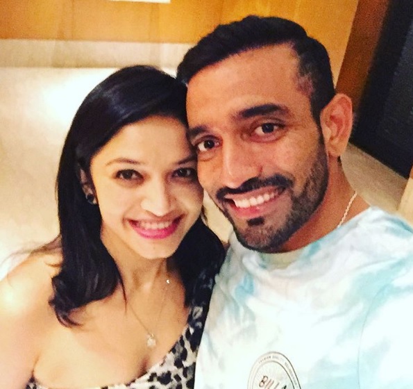 Indian Cricketer Robin Uthappa and Sheethal Goutham Image