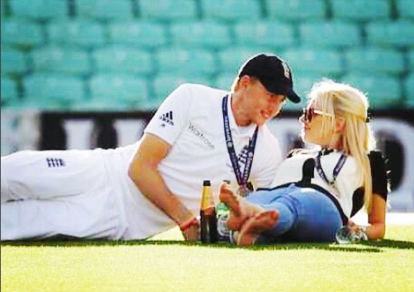 Joe Root with his girlfriend Carrie Cotterell during Match Image