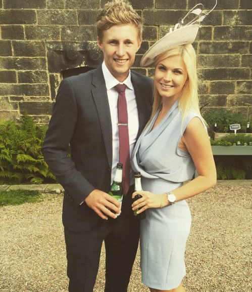 Joe Root with his girlfriend Carrie Cotterell. Image