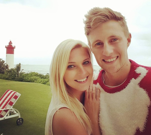 Joe Root with his girlfriend Carrie Cotterell Image