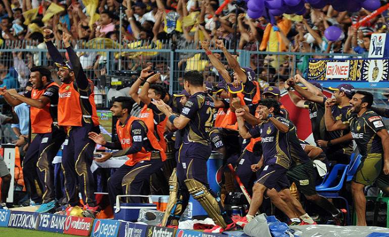 KKR celebrate their win during Match in Tamil