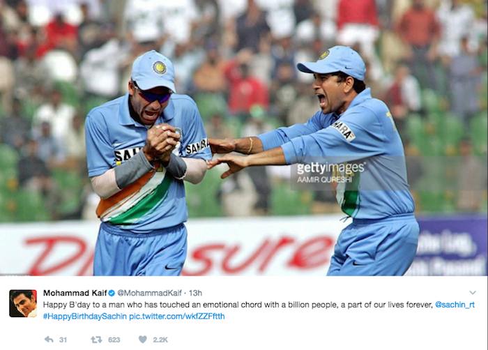 Mohammed Kaif wishing Sachin on Twitter फोटो