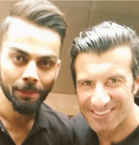 Hd Image for Cricket Kohli with Luis Figo in Hindi