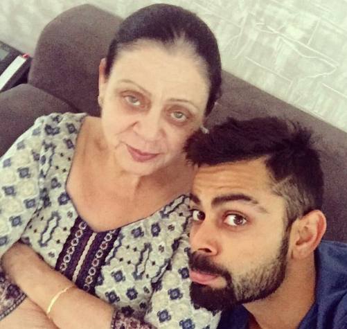 Hd Image for Cricket Kohli with his mother in Hindi