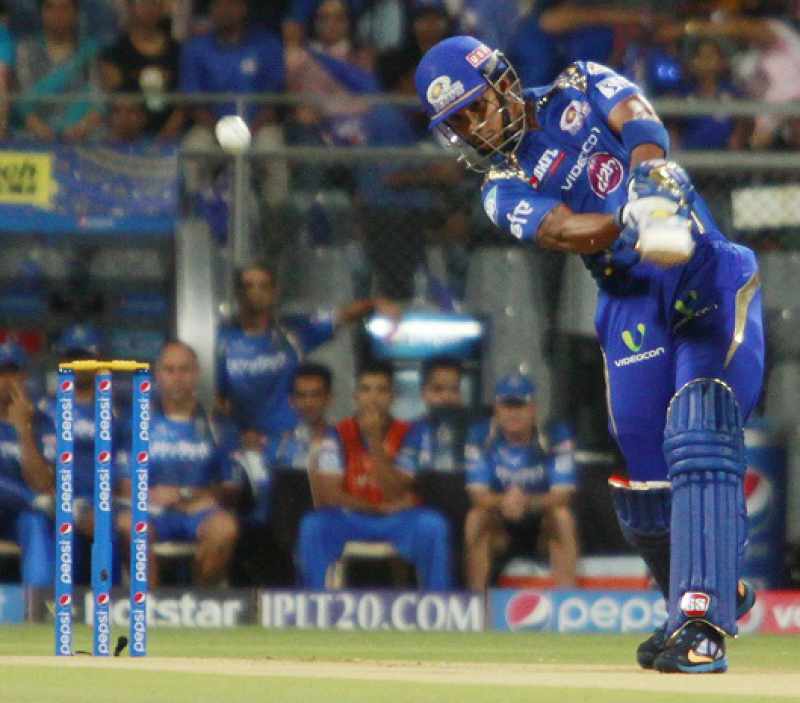 Mumbai Indians batsman Lendl Simmons in action during an IPL 2015 match between Rajasthan Royals and