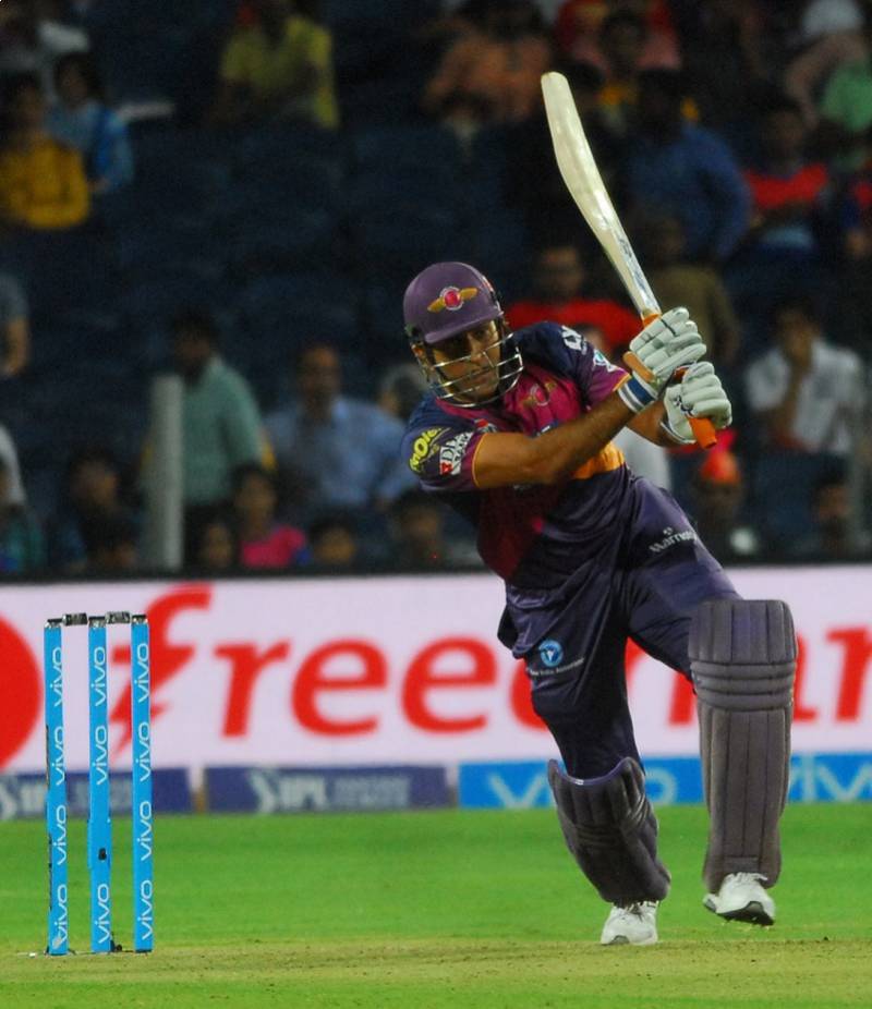 MS Dhoni of Rising Pune Supergiants in action