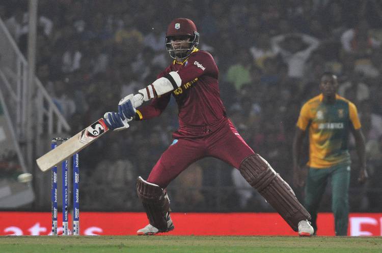 Marlon Samuels of West Indies in action 