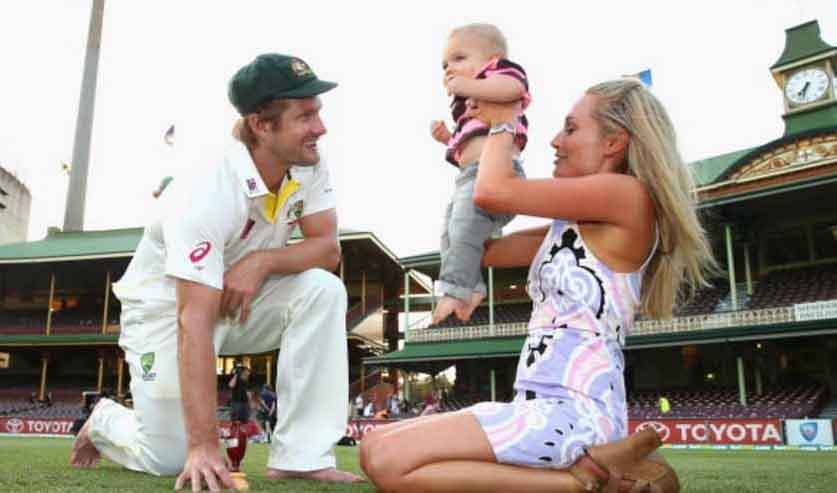 Mrs. Shane Watson wife with thei son Image