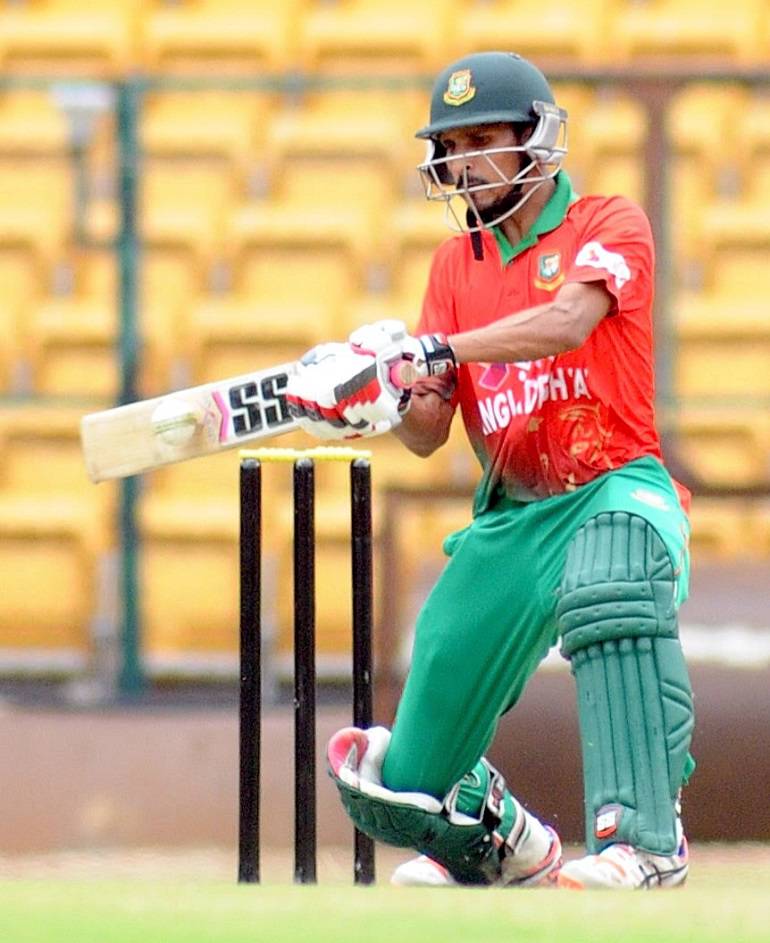 Bangladesh A batsman Nassir Hossain against India A