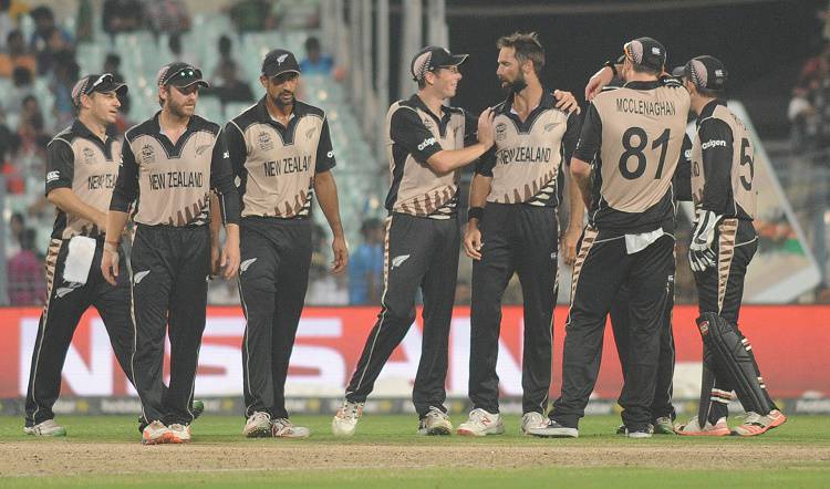 New Zealand players celebrate after winning the WT20 match against Bangladesh