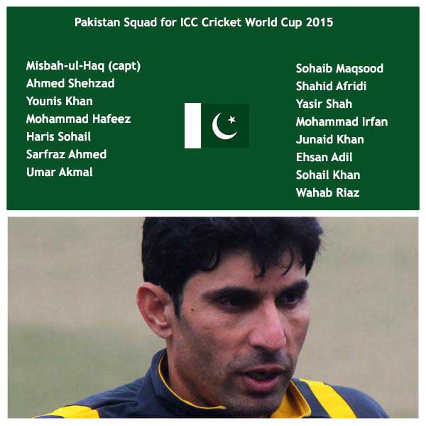 Pakistan Team for ICC Cricket World Cup 2015 in Tamil