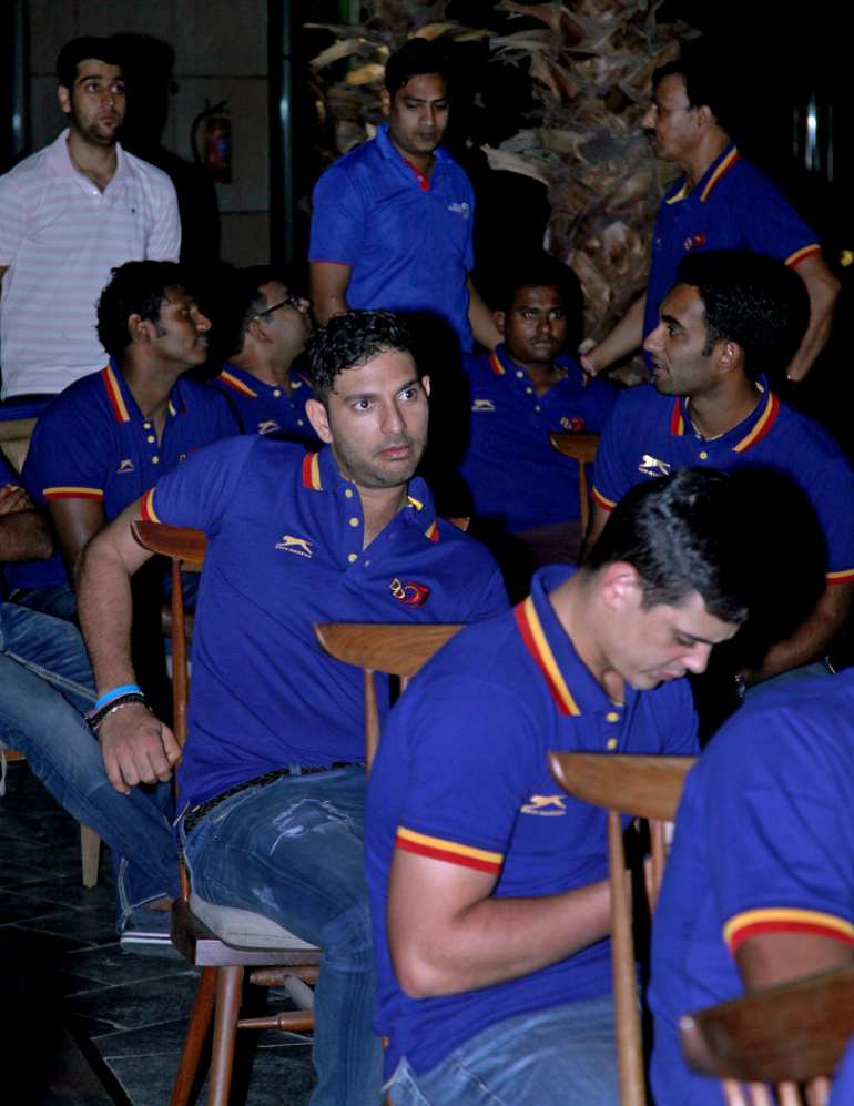 Delhi Daredevils players during a programme 