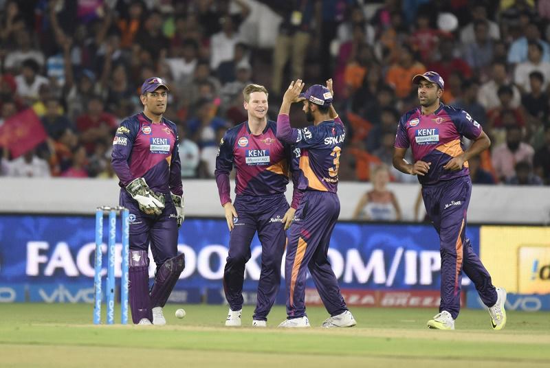 Rising Pune Supergiants celebrate fall of a wicket 