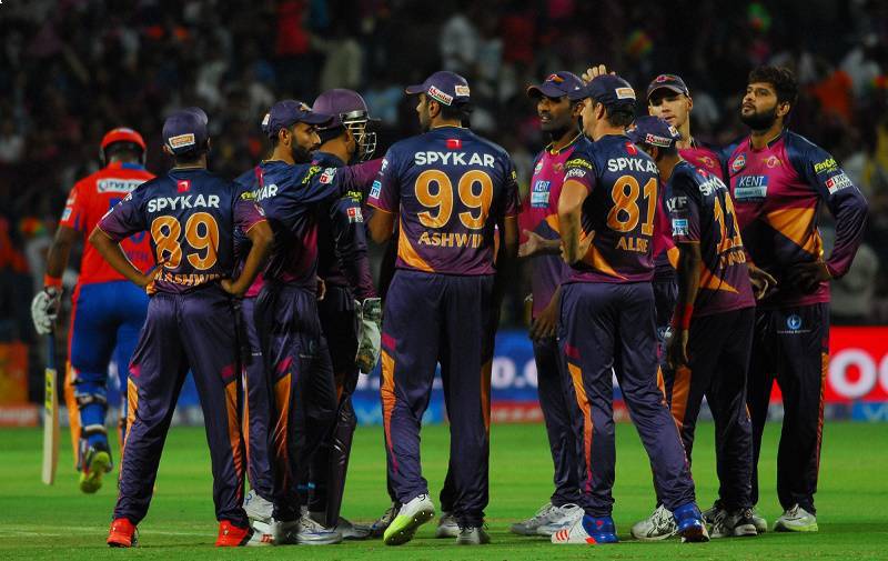 Rising Pune Supergiants celebrate fall of a wicket  Image in Tamil