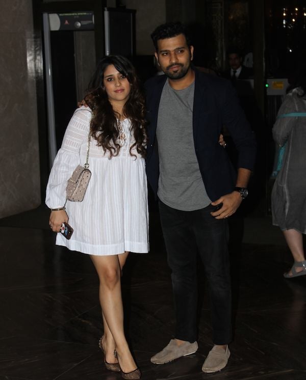 Rohit Sharma with his wife Ritika Sajdeh during Zaheer Khan Engagement