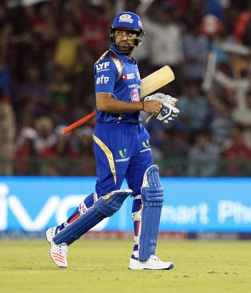 Rohit Sharma of Mumbai Indians returns back to the pavilion after getting dismissed 