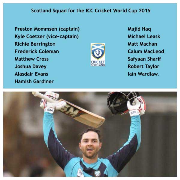 Scotland Team for ICC Cricket World Cup 2015 in Tamil