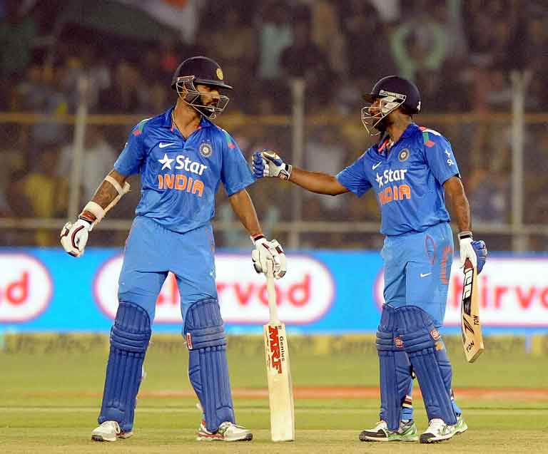 Ambati Rayudu and Shikhar Dhawan during second ODI match 