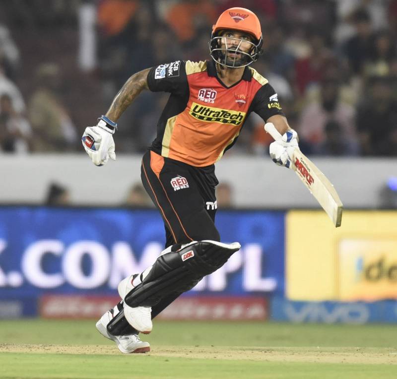 Hd Image for Cricket Shikhar Dhawan of Sunrisers Hyderabad in action in Hindi