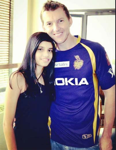 Shristi with Bret Lee Image in Tamil