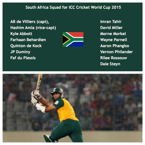 South African Team for ICC Cricket World Cup 2015 in Tamil