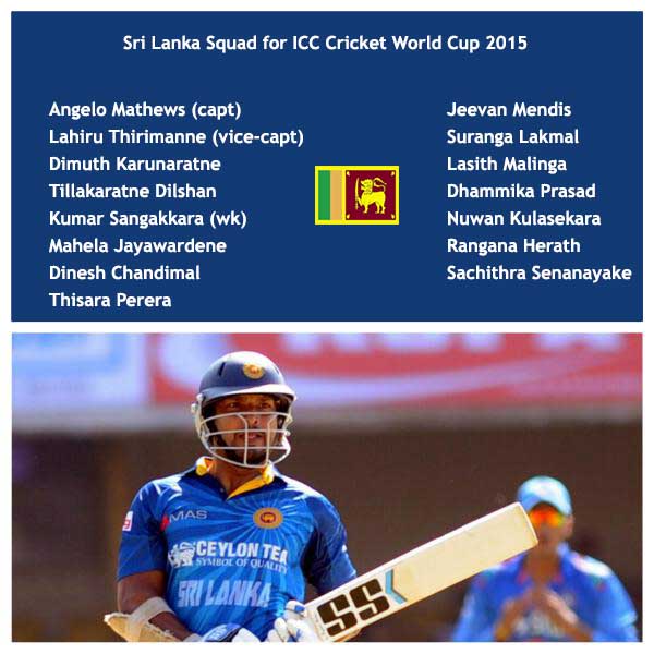 Sri Lanka Team for ICC Cricket World Cup 2015 in Tamil