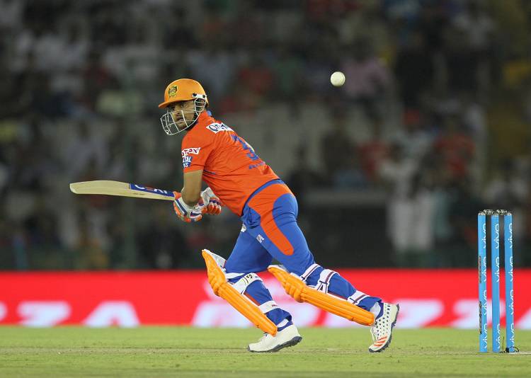 Gujarat Lions skipper Suresh Raina in action against Kings XI Punjab in Tamil