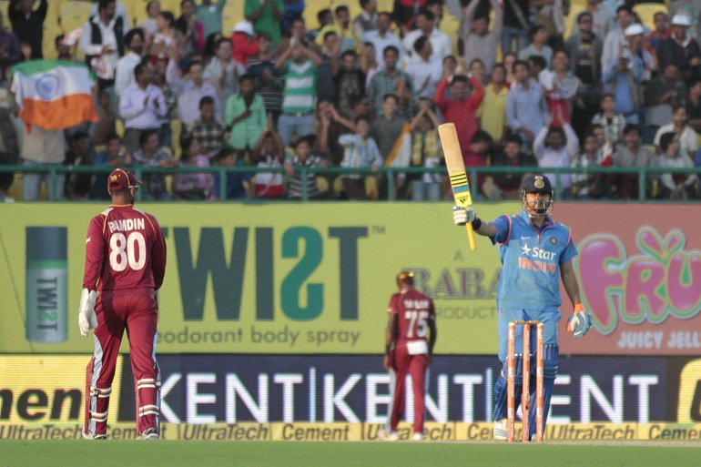 Suresh Raina Celebrates Half Century 4th ODI Match India vs West Indies in Tamil