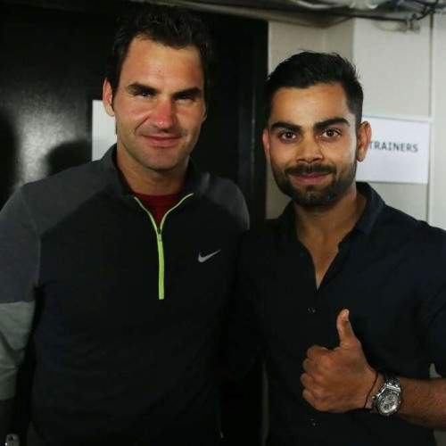 Hd Image for Cricket Virat Kohli with Roger Federer in Hindi